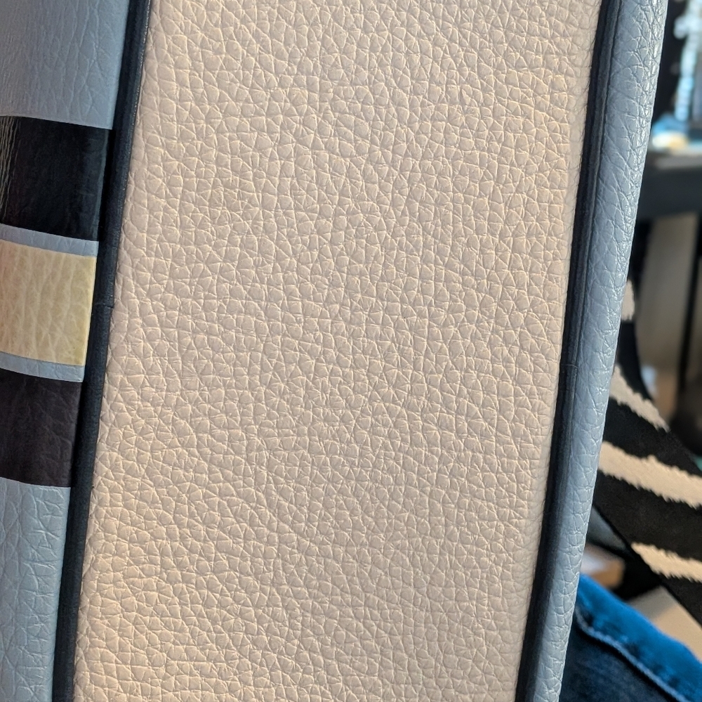Coach Jes Camera Striped Pebbles Leather With Pebbled Leather Zebra Guitar Strap - Picture 11 of 16